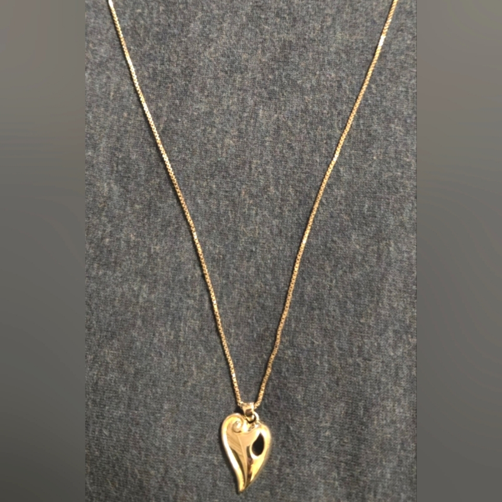 Vintage Sterling Silver .925 Open Heart Pendant Necklace W/